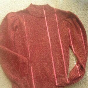 BCBGMAXAZRIA Light Dark Cherry Light Sweater with Golden Thread